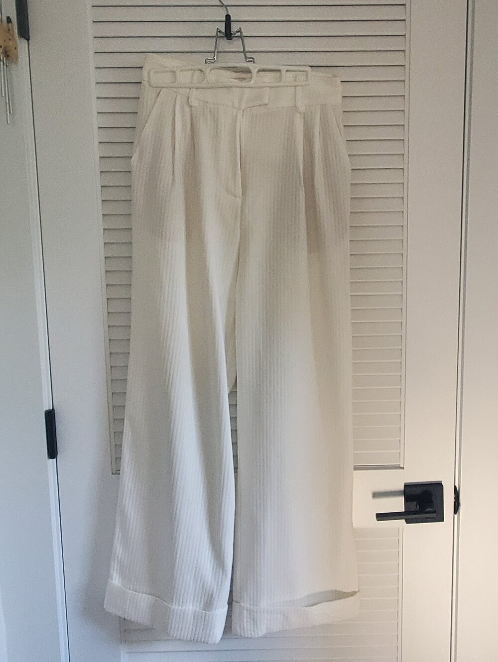 FRNCH Paris Cream Ribbed Pant with Tan Piping